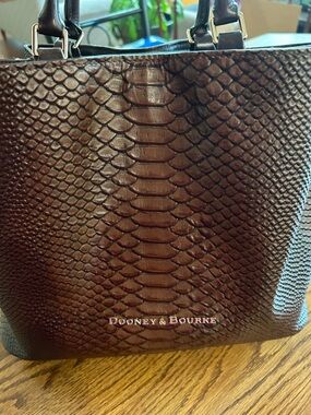 Dooney & Bourke Dark Brown Snake-Embossed Tote